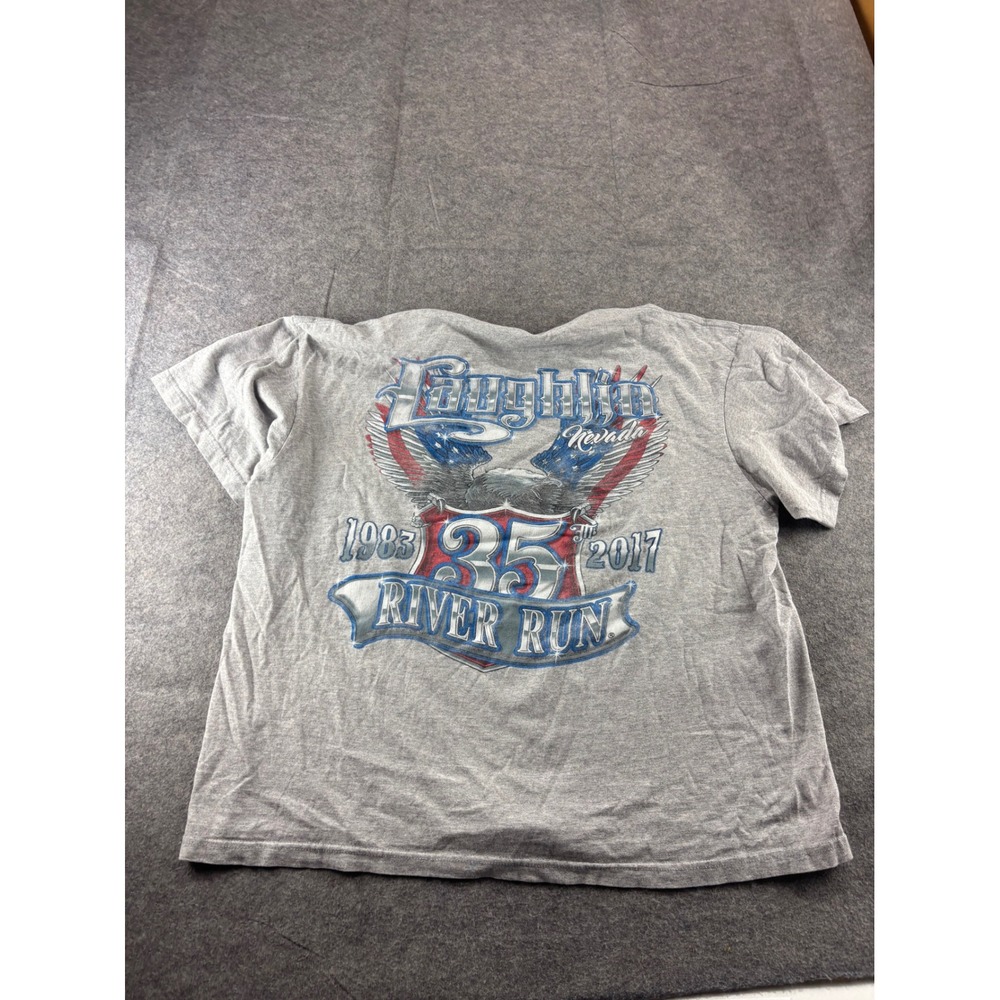 Laughlin River Run 35th Anniversary T-Shirt Mens 2XL Gray Biker Graphic Tee 2017